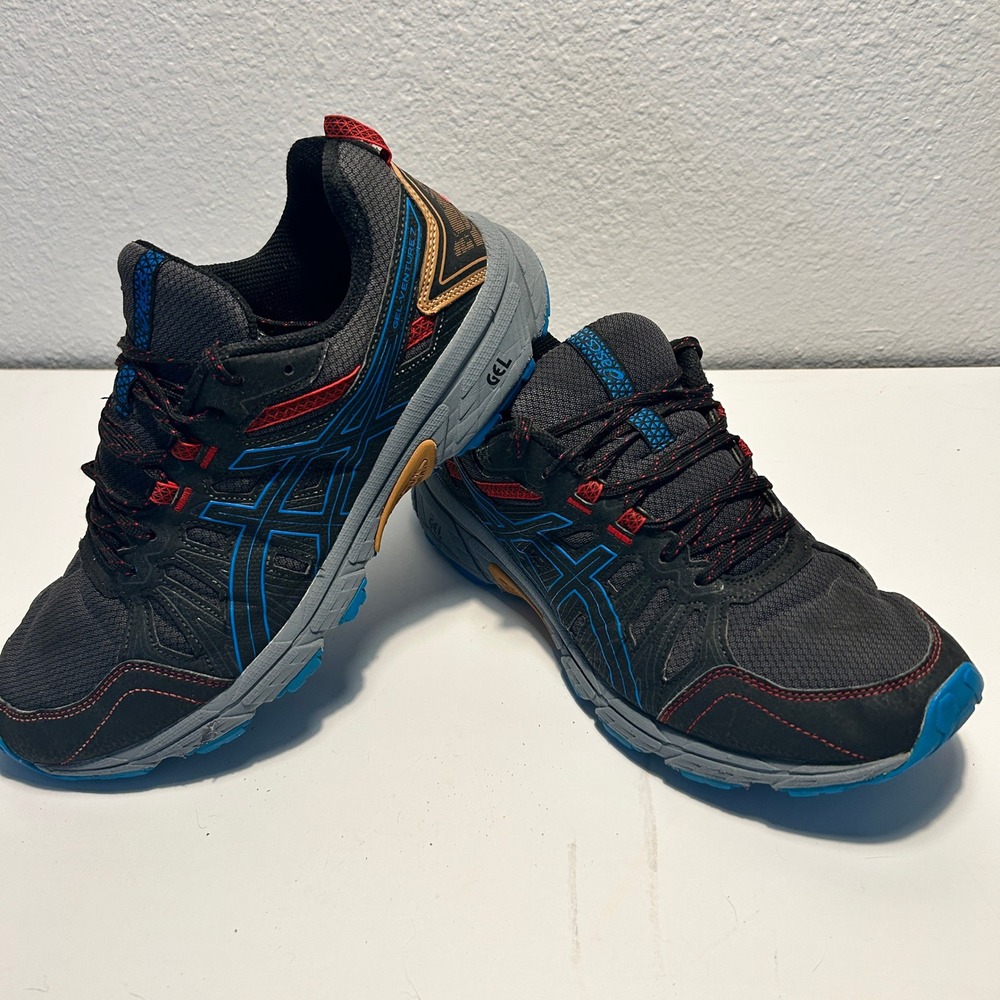 ASICS Gel-Venture 7 Mens 9 Extra Wide Trail Running Shoes Black Blue 1011A561